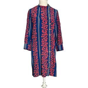 Madchen for Anthropology Blue & Pink Floral Print Shift Dress Sz 6